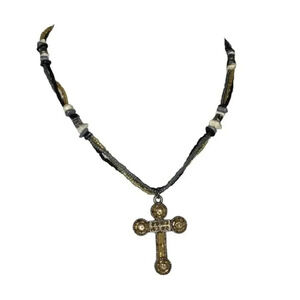 Beaded adjustable cross necklace‎